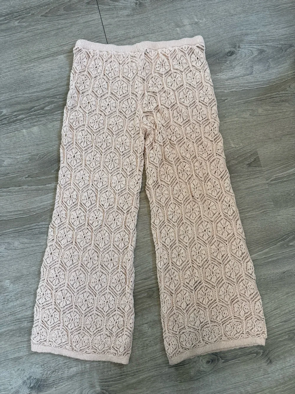 Crochet Wide-Leg Beach Vacation Pants - bathing suit cover-up sheer‎
